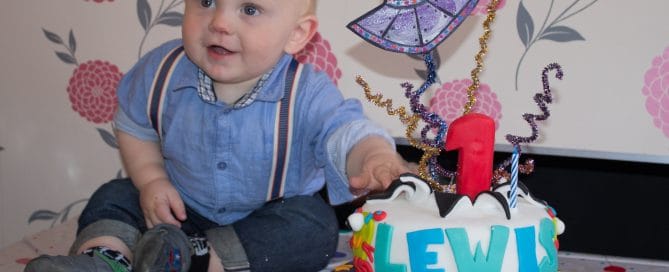 Lewis & his cake at his first birthday party