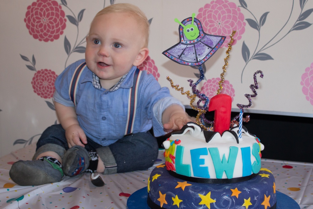 Lewis & his cake at his first birthday party
