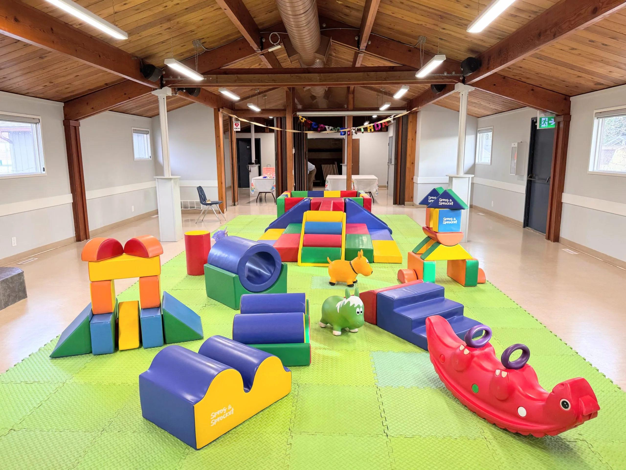 Bright indoor play zone with colorful soft blocks and toys, perfect for Party Rentals