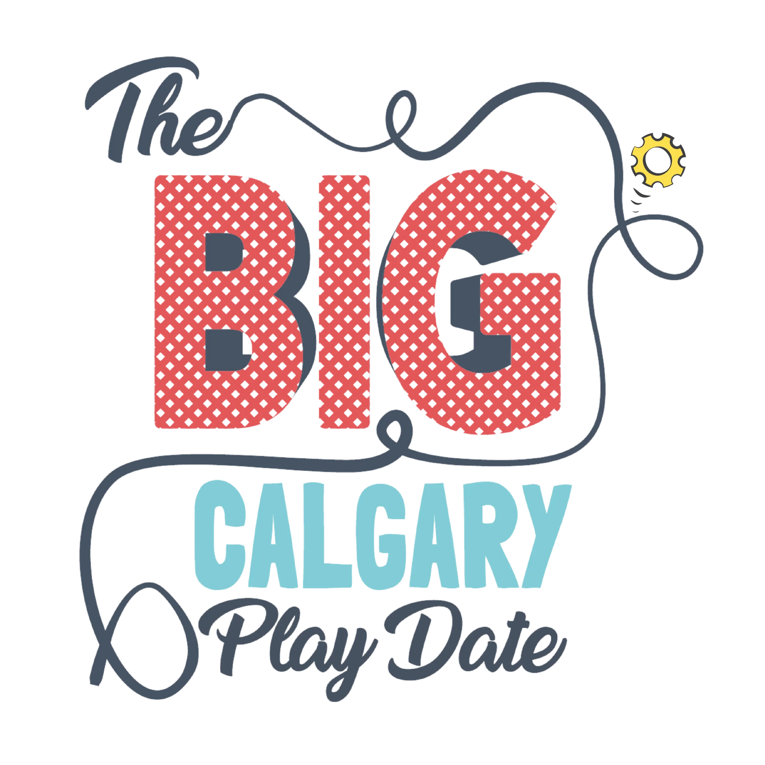 Decorative logo with 'The Big Calgary Play Date' text and small sun illustration.